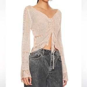 Free People Zinnia Top in Pink Sand Combo
